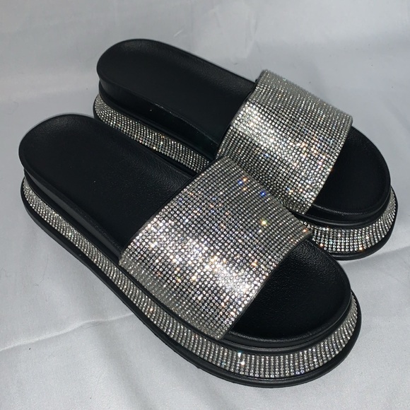 PLATFORM RHINESTONE SLIDES - Picture 3 of 7